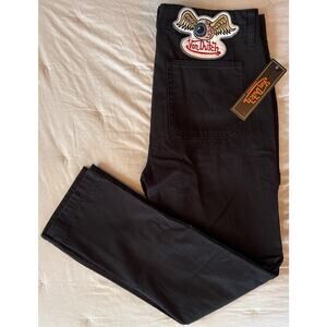 NWT Von Dutch Black Logo Carpenter Pants Size 30 x 30 Grunge Patch Double Knee